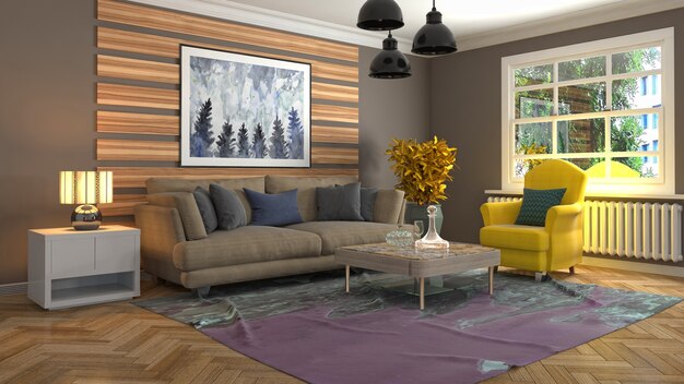 Illustration of the living room interior