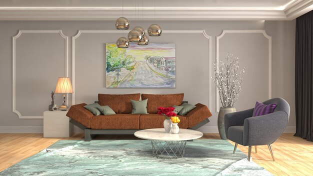 Illustration of the living room interior