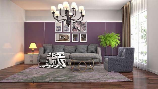 Illustration of the living room interior