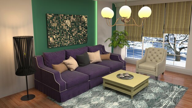 Illustration of the living room interior