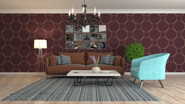 Illustration of the living room interior