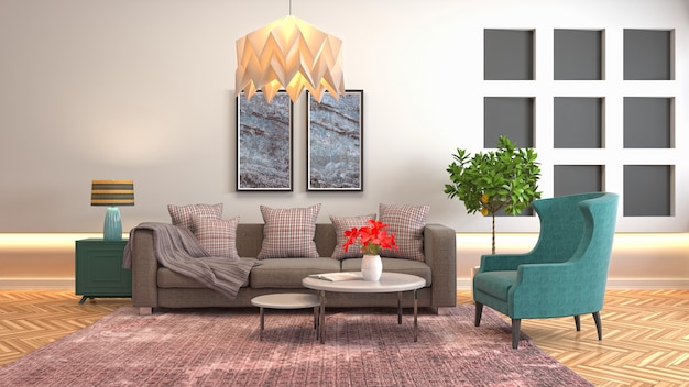 Illustration of the living room interior