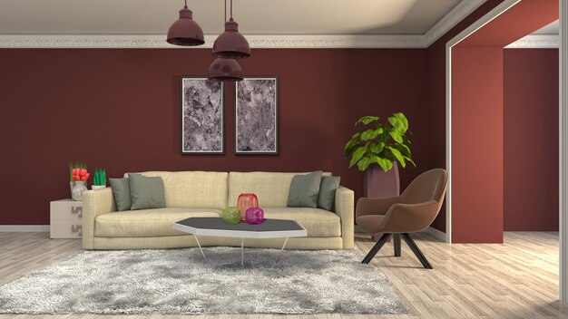 Illustration of the living room interior