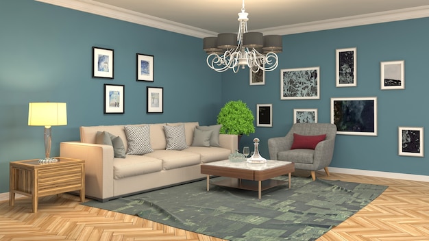 Illustration of the living room interior