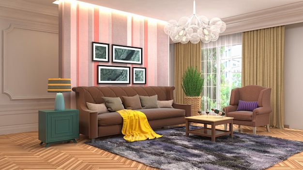 Illustration of the living room interior