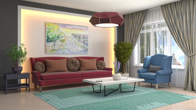 Illustration of the living room interior