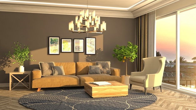 Illustration of the living room interior