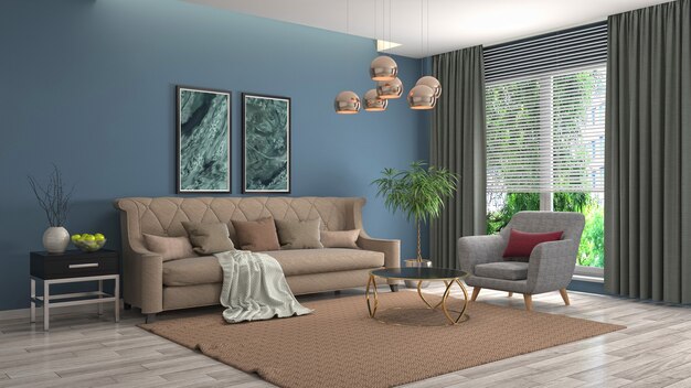 Illustration of the living room interior