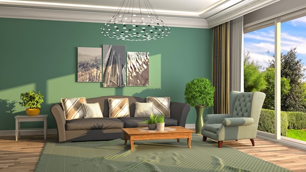 Illustration of the living room interior