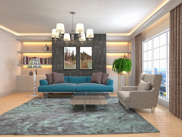 Illustration of the living room interior