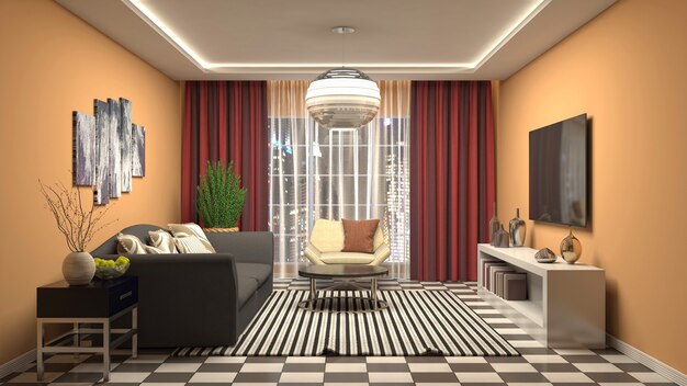 Illustration of the living room interior