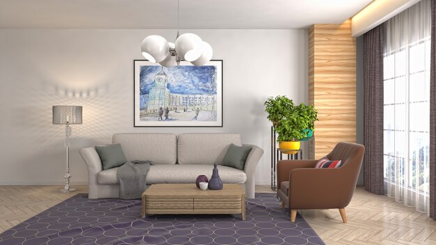 Illustration of the living room interior