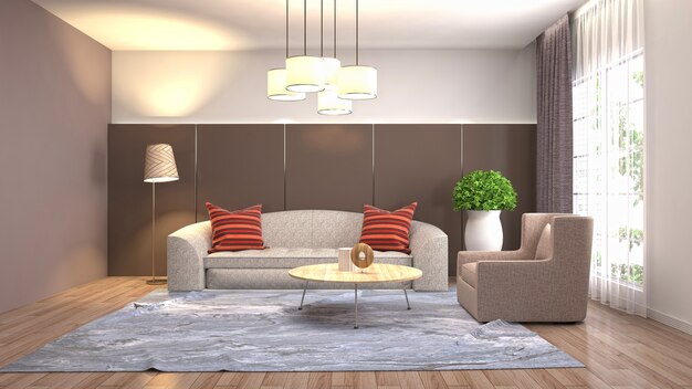 Illustration of the living room interior