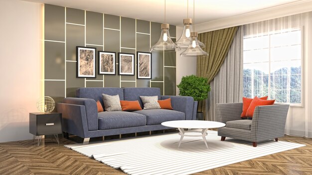 Illustration of the living room interior