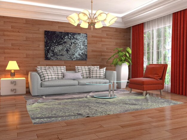 Illustration of the living room interior