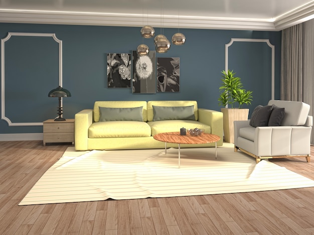 Illustration of the living room interior