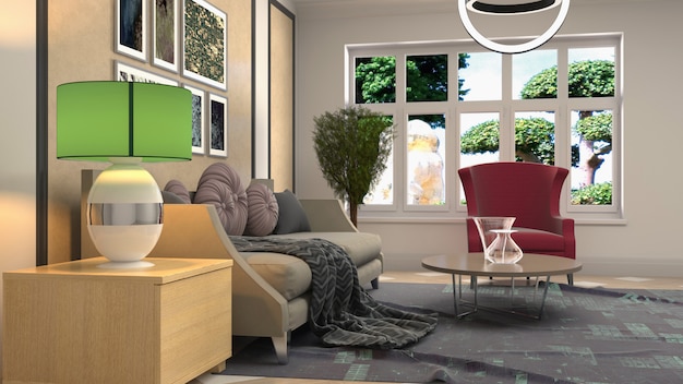 Illustration of the living room interior