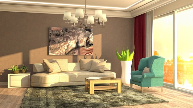 Illustration of the living room interior