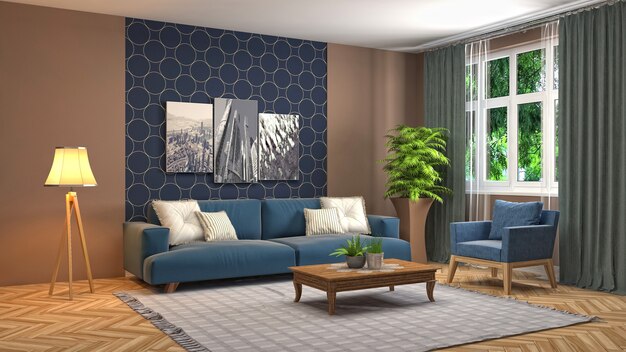 Illustration of the living room interior