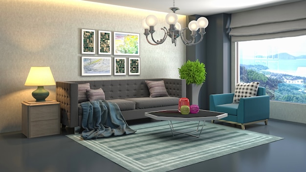 Illustration of the living room interior