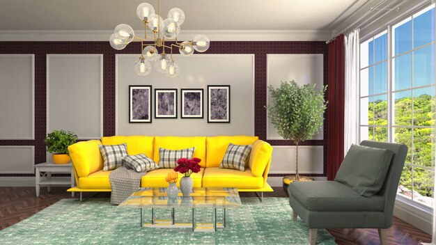 Illustration of the living room interior