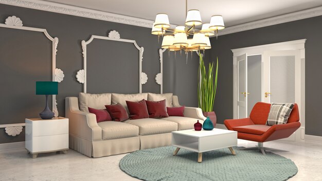 Illustration of the living room interior