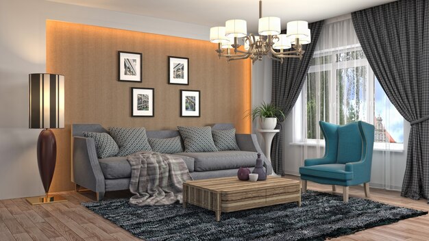 Illustration of the living room interior