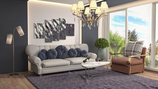 Illustration of the living room interior