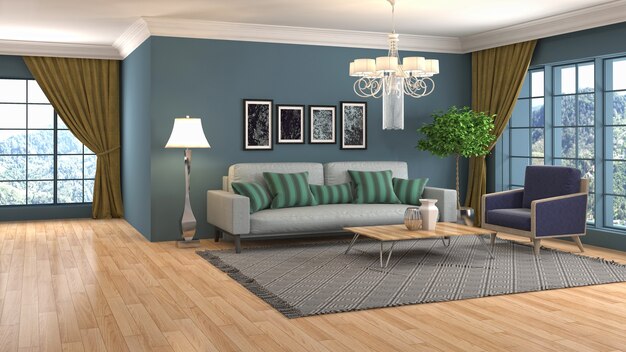 Illustration of the living room interior