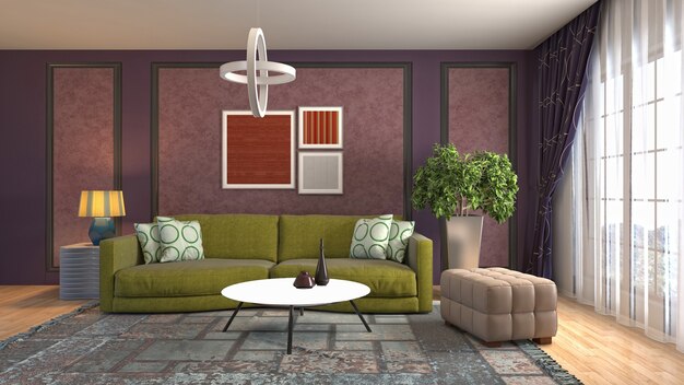 Illustration of the living room interior