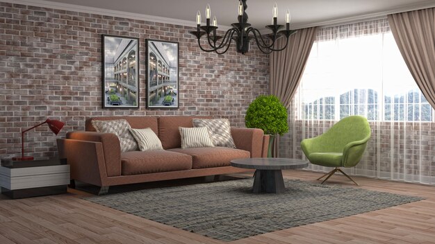 Illustration of the living room interior