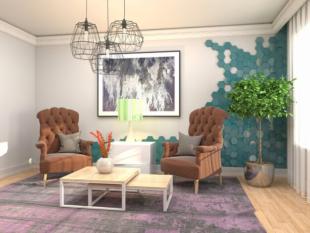 Illustration of the living room interior