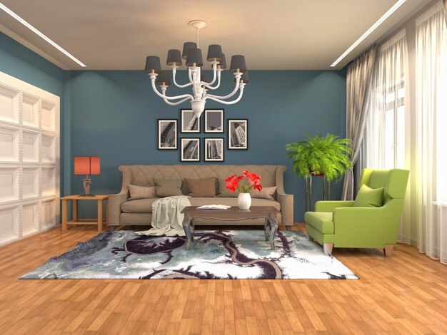 Illustration of the living room interior