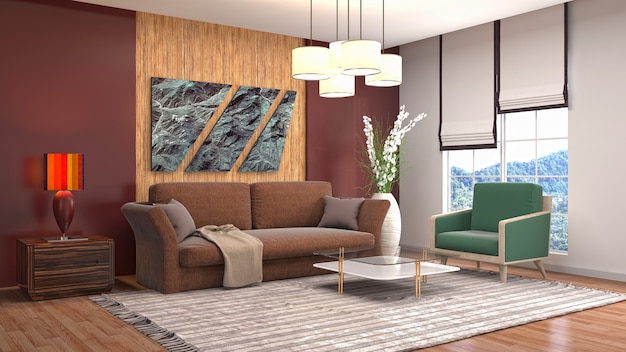 Illustration of the living room interior