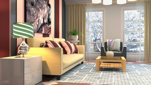 Illustration of the living room interior