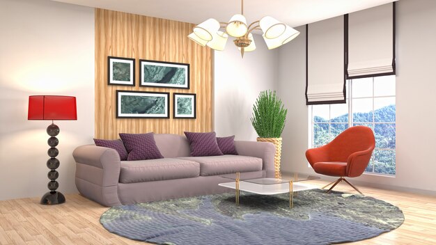 Illustration of the living room interior