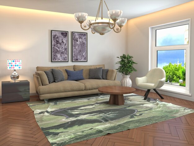 Illustration of the living room interior