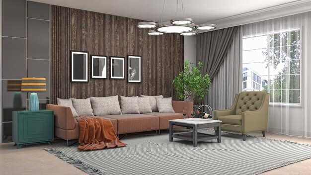 Illustration of the living room interior