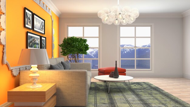 Illustration of the living room interior