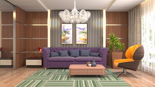 Illustration of the living room interior