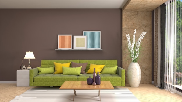 Illustration of the living room interior