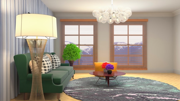 Illustration of the living room interior