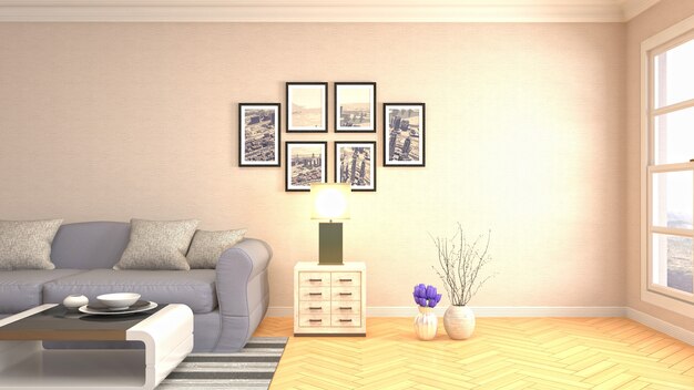 Illustration of the living room interior