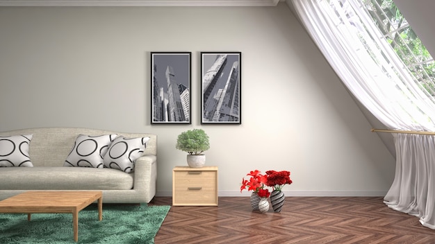 Illustration of the living room interior