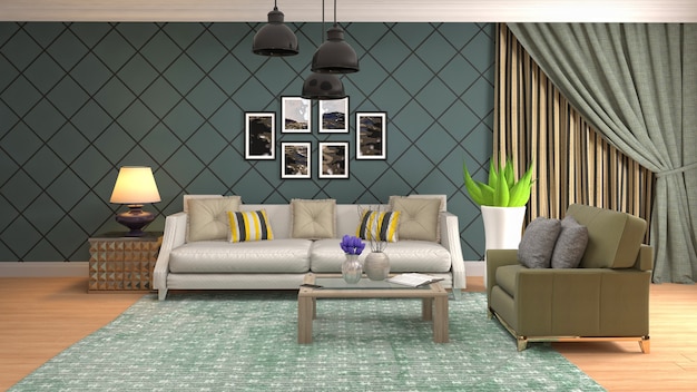 Illustration of the living room interior