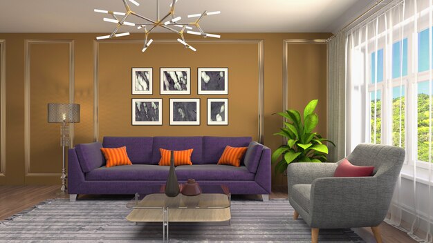 Illustration of the living room interior