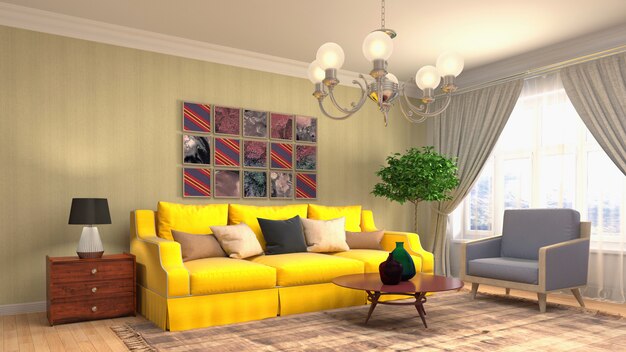 Illustration of the living room interior