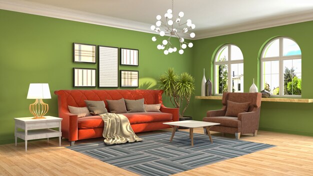 Illustration of the living room interior