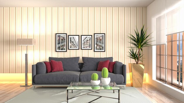 Illustration of the living room interior