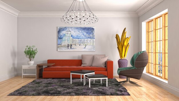 Illustration of the living room interior